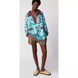 Free People After Swim Sweatshirt Floral Printed Pullover Top L